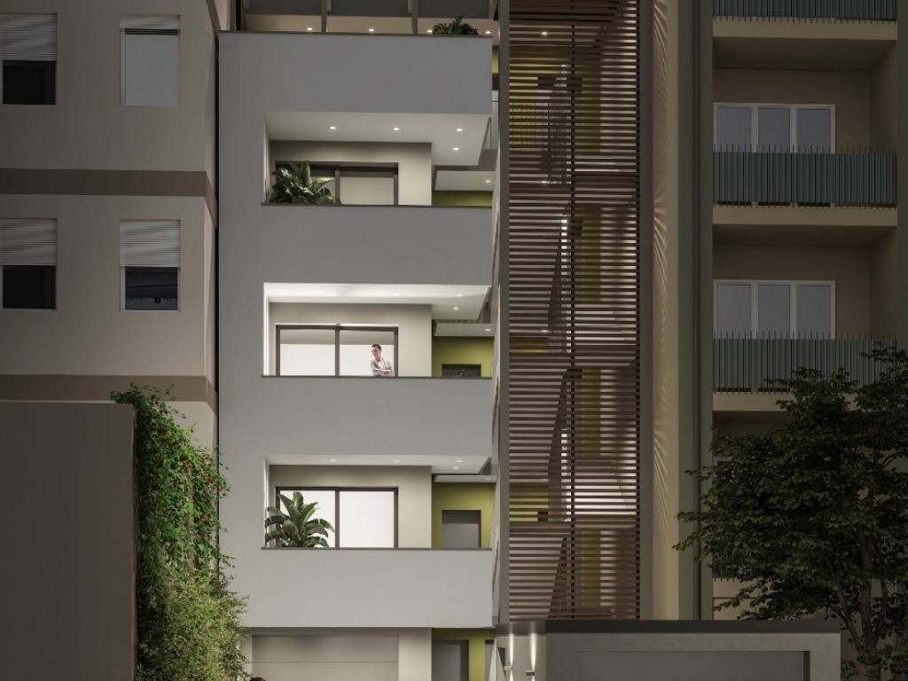 Facciata di Residenza Bramante, rendering notturno