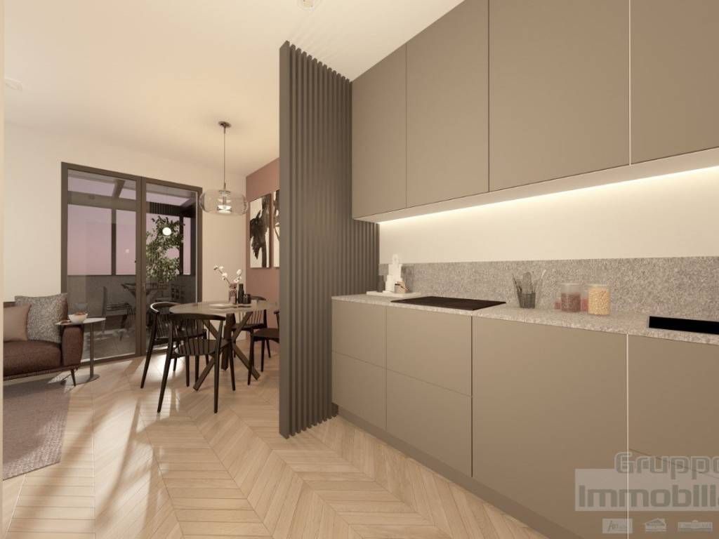 Cucina dell attico, rendering